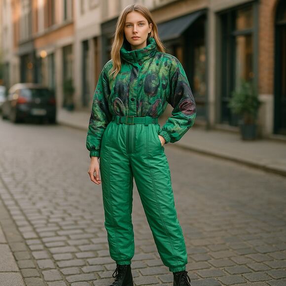 Vintage Skila Retro 80's Ski Suit Snowsuit One Piece Lion Motif Womens Size 6 - Picture 15 of 15